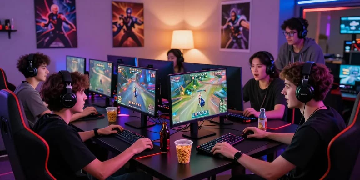 Friends enjoying an iwin gaming session together, showcasing vibrant gameplay and social interaction.