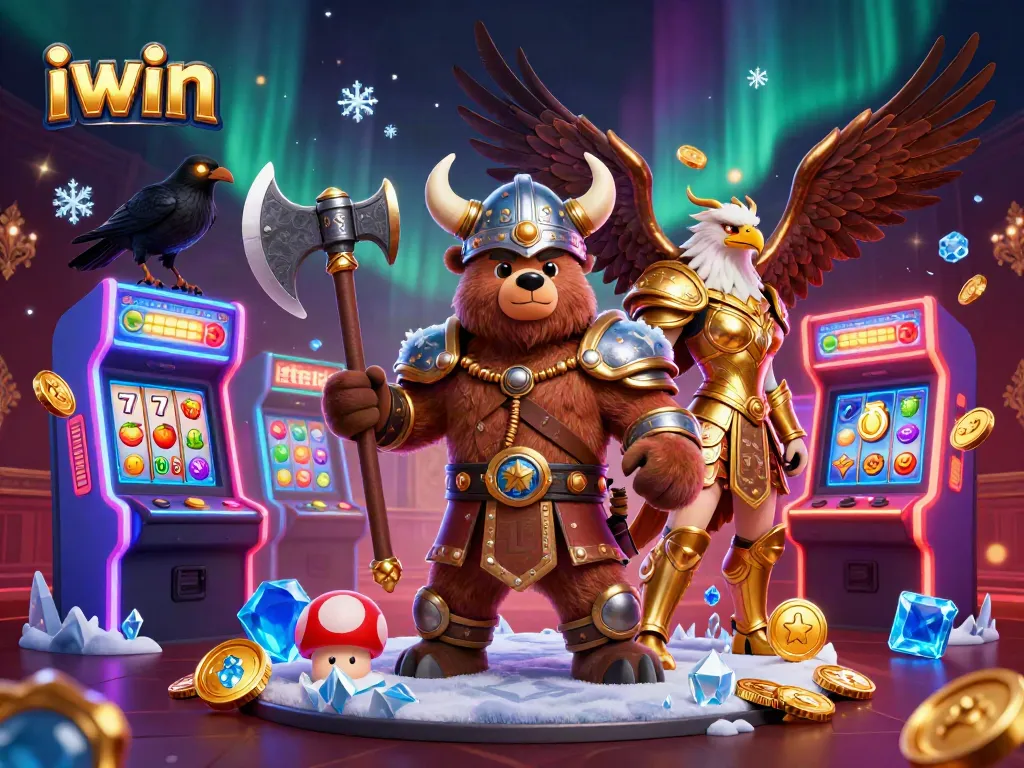 Experience the excitement of iwin with a vibrant, action-packed casino gaming scene featuring dynamic characters and game elements.
