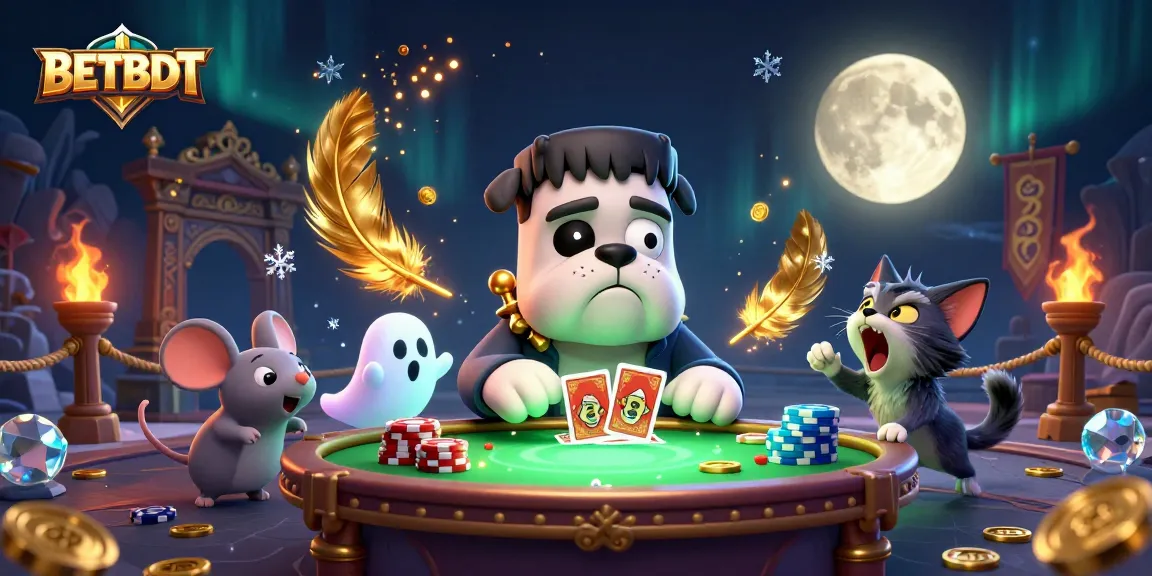 Engage in BETBDT's thrilling casino experience with lively 3D characters at a vibrant gaming table.