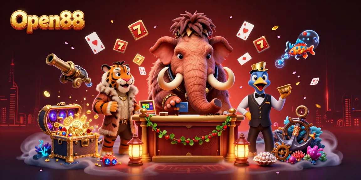 Experience thrilling wins with Open88's vibrant casino scene featuring unique characters.