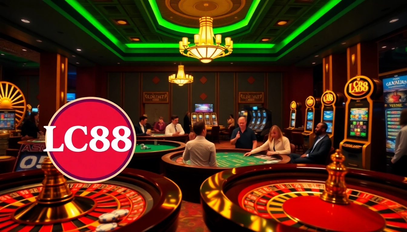 Experience the excitement of LC88 casino games like poker and slots in a luxurious atmosphere.