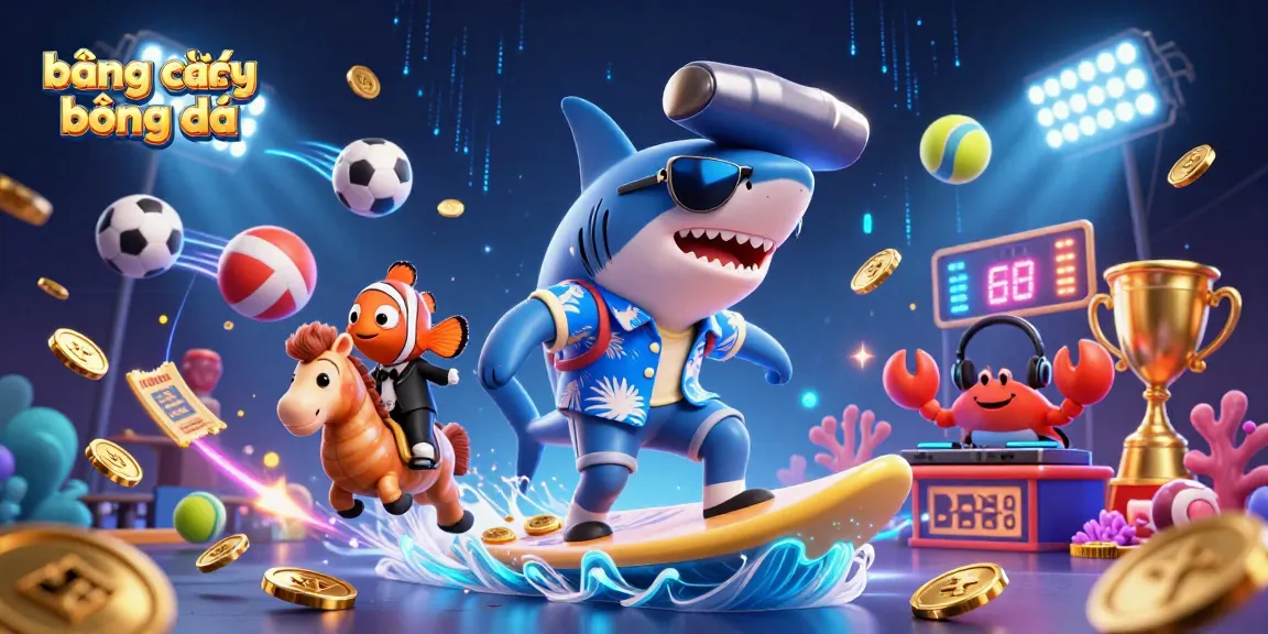 Engage with bảng xếp hạng bóng đá in thrilling sports action, featuring animated characters on a gold coin wave.