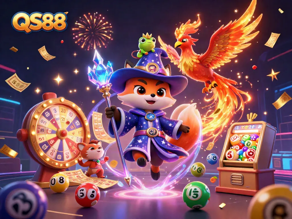 Experience thrilling games at QS88 with vibrant lottery elements and magical characters.