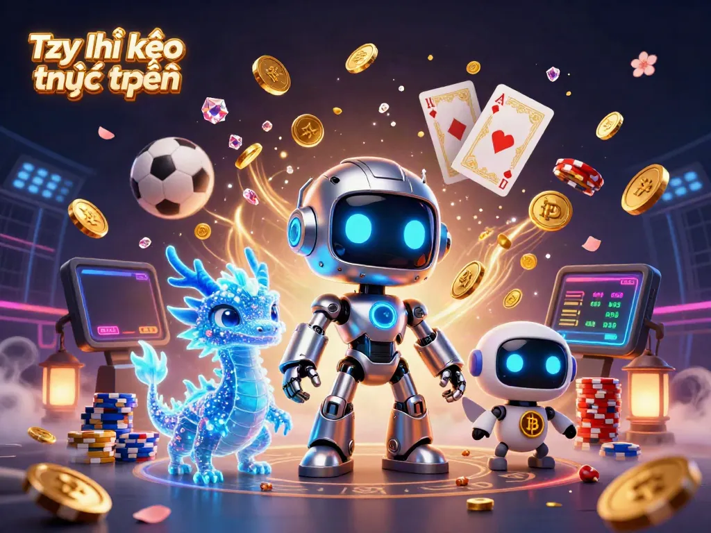 Experience Tỷ lệ kèo trực tuyến embodying sports betting excitement with vibrant characters and dynamic casino elements.