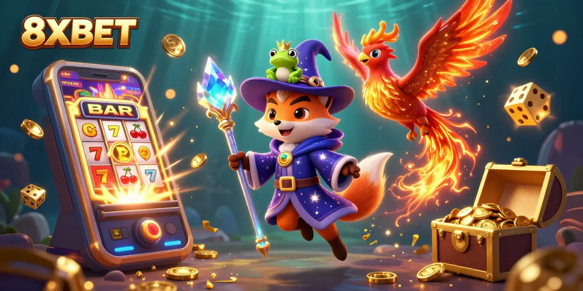 Experience the thrill of 8XBET's vibrant casino adventures featuring magical characters.
