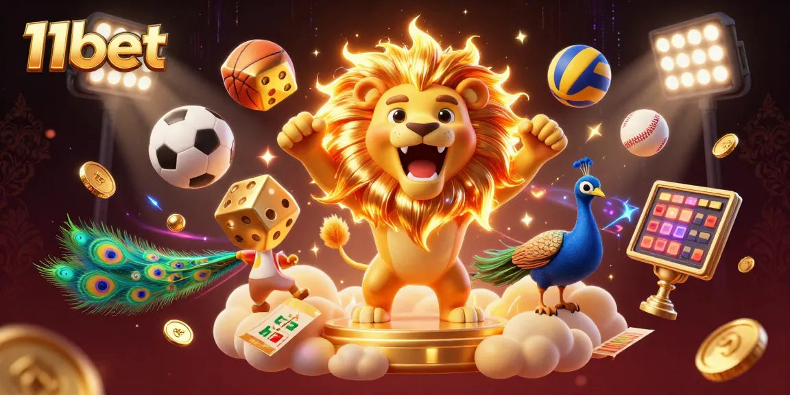 Experience thrilling action at 11bet with a vibrant 3D casino illustration capturing the energy of gaming.