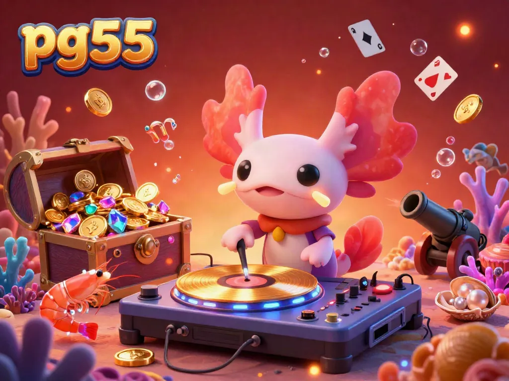 Experience thrilling gameplay at pg55 with vibrant underwater elements and 3D casino characters.