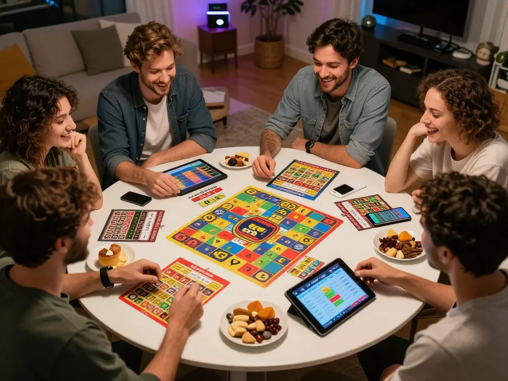Celebrating wins with friends during a fun night playing Winbox lottery at home.