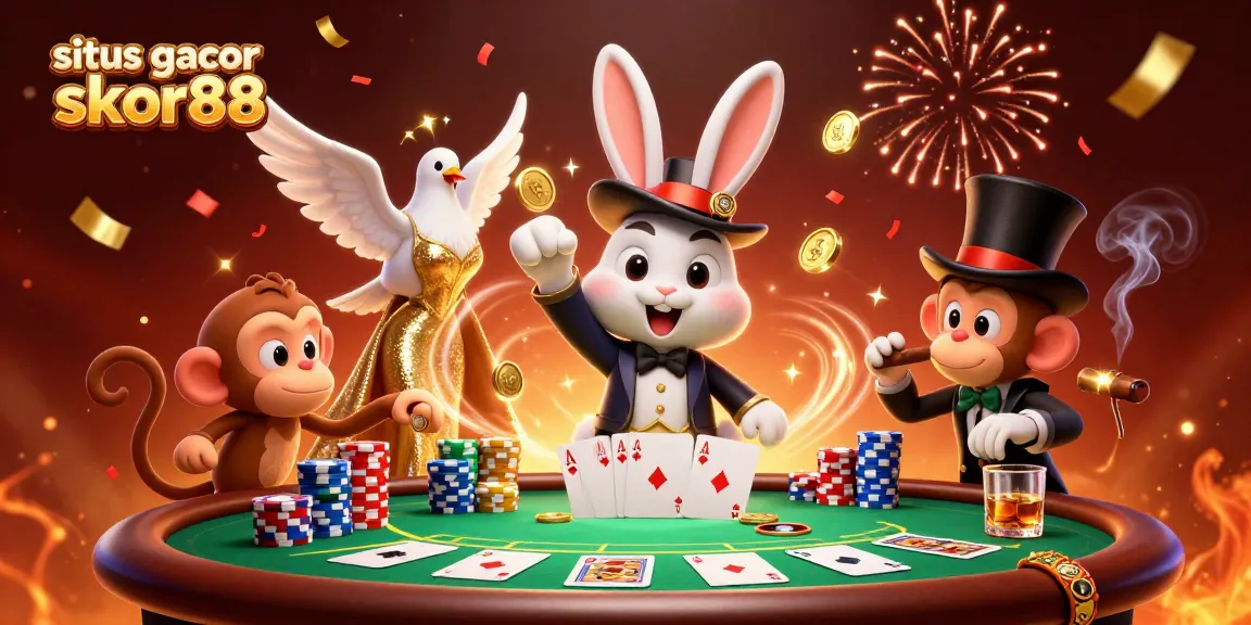 Engage with situs gacor skor88 and enjoy thrilling wins at a vibrant poker scene featuring captivating characters.