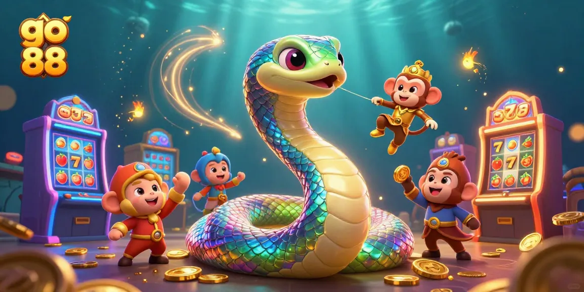 Engage in captivating gaming action at go 88 with vibrant slot machines and enchanting characters.