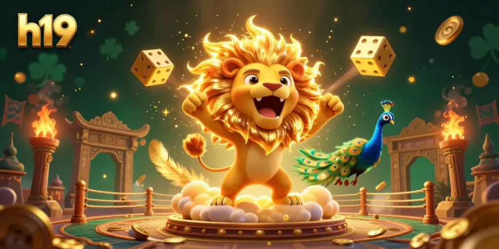 Experience the vibrant H19 online casino scene with dynamic characters and elements.