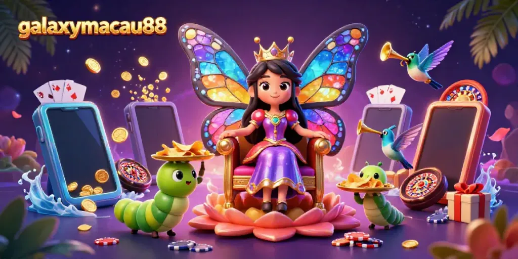 Engage in exhilarating casino adventures with galaxymacau88, featuring vibrant gameplay visuals and animated characters.