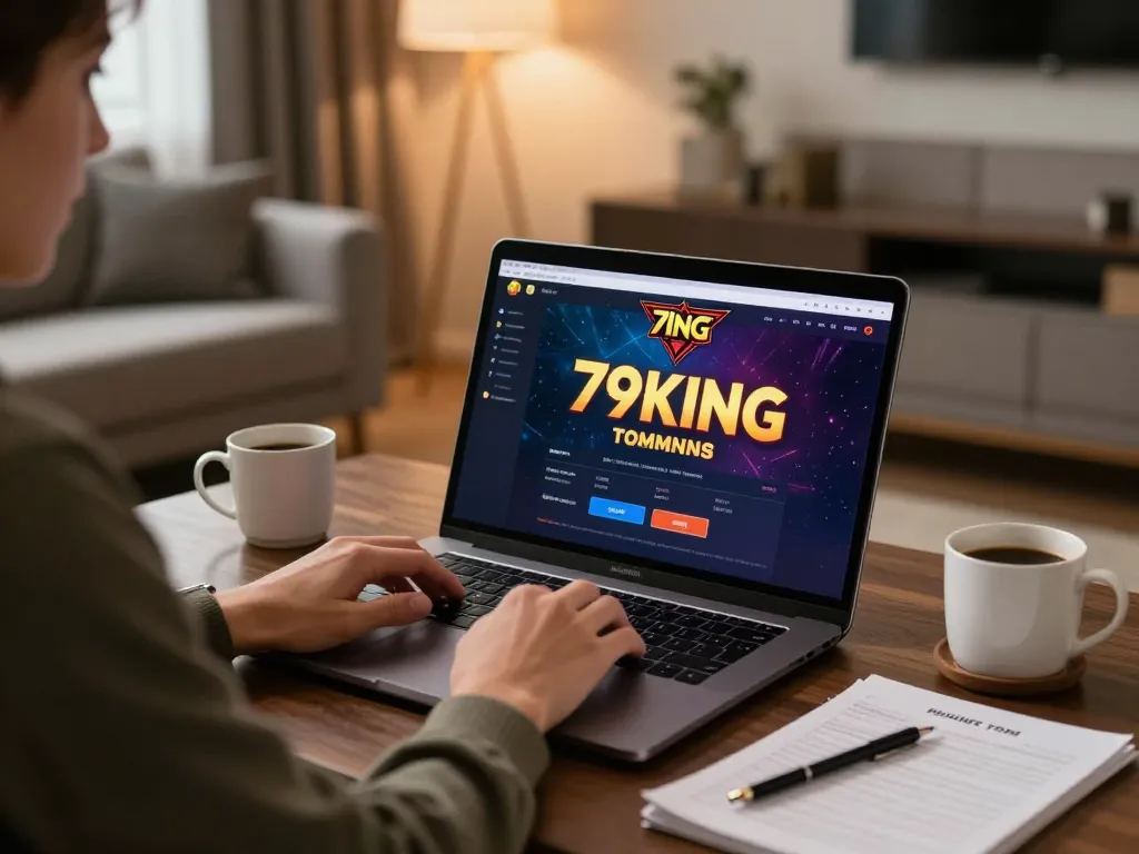 Person playing on the 79king online platform, illustrating modern home gambling enjoyment.