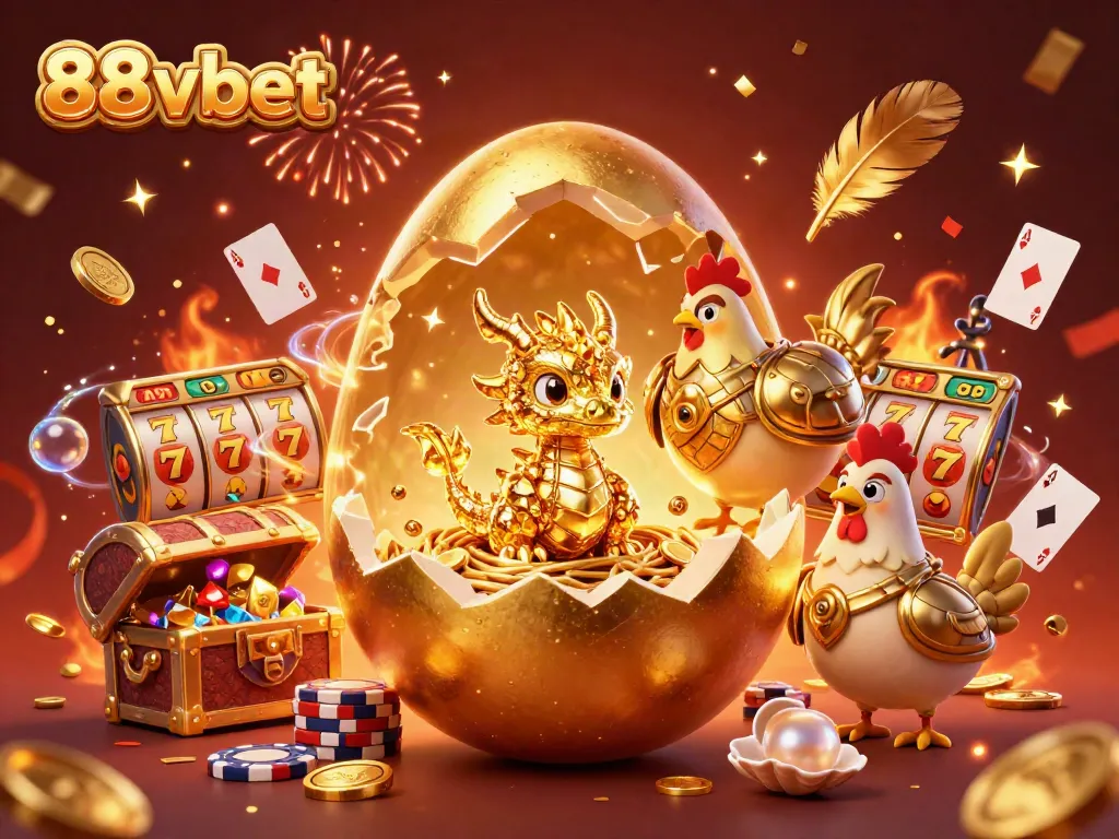 Win big with 88vbet: golden dragon and poker chips in a vibrant casino illustration.