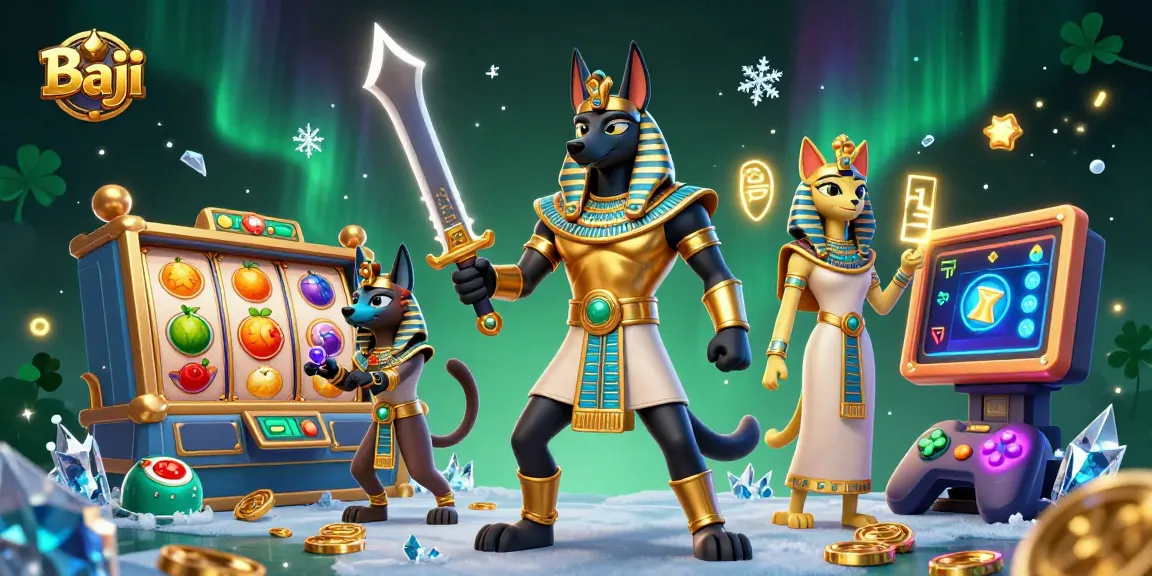 Play vibrant slots with Baji in a colorful, captivating casino scene featuring ancient warriors.
