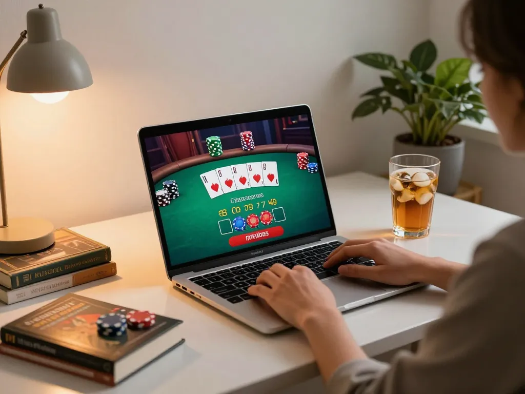 O8 players enjoying online casino gaming from home with a vibrant poker interface