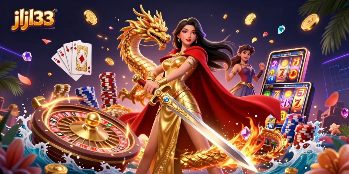 Experience the thrill of jljl33 casino games with captivating visuals and dynamic elements in this rich illustration.