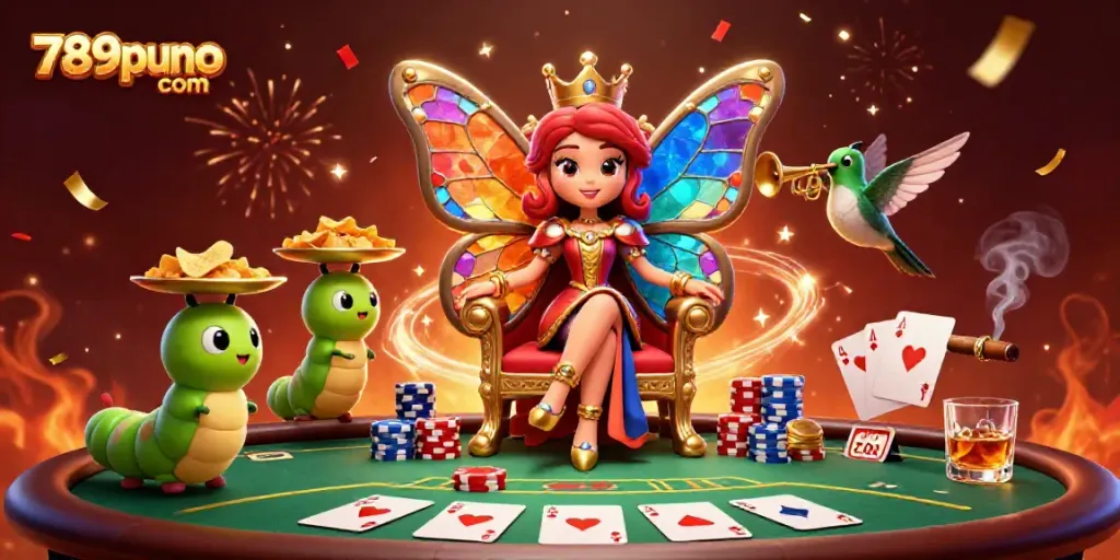 Experience thrilling poker action at 789puno com with colorful chips and dynamic characters!