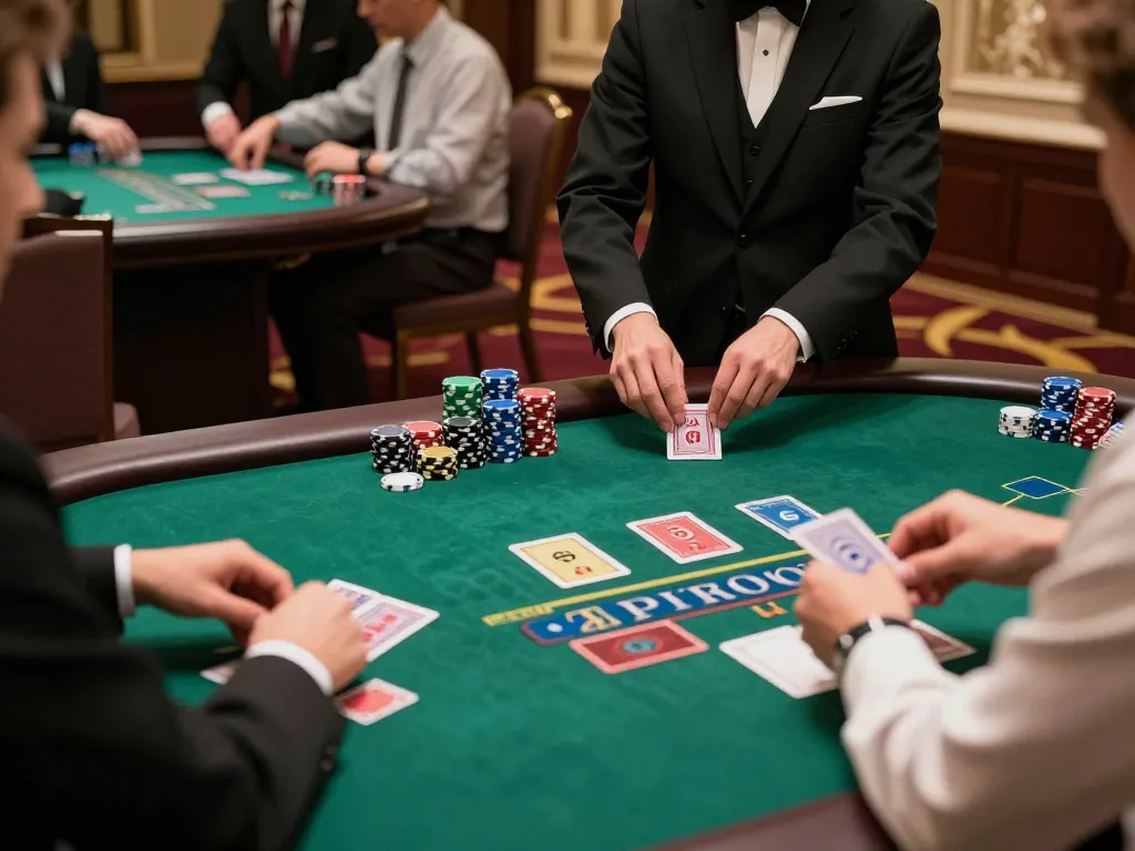 man88 players engaging in an intense game of blackjack at a luxurious casino table