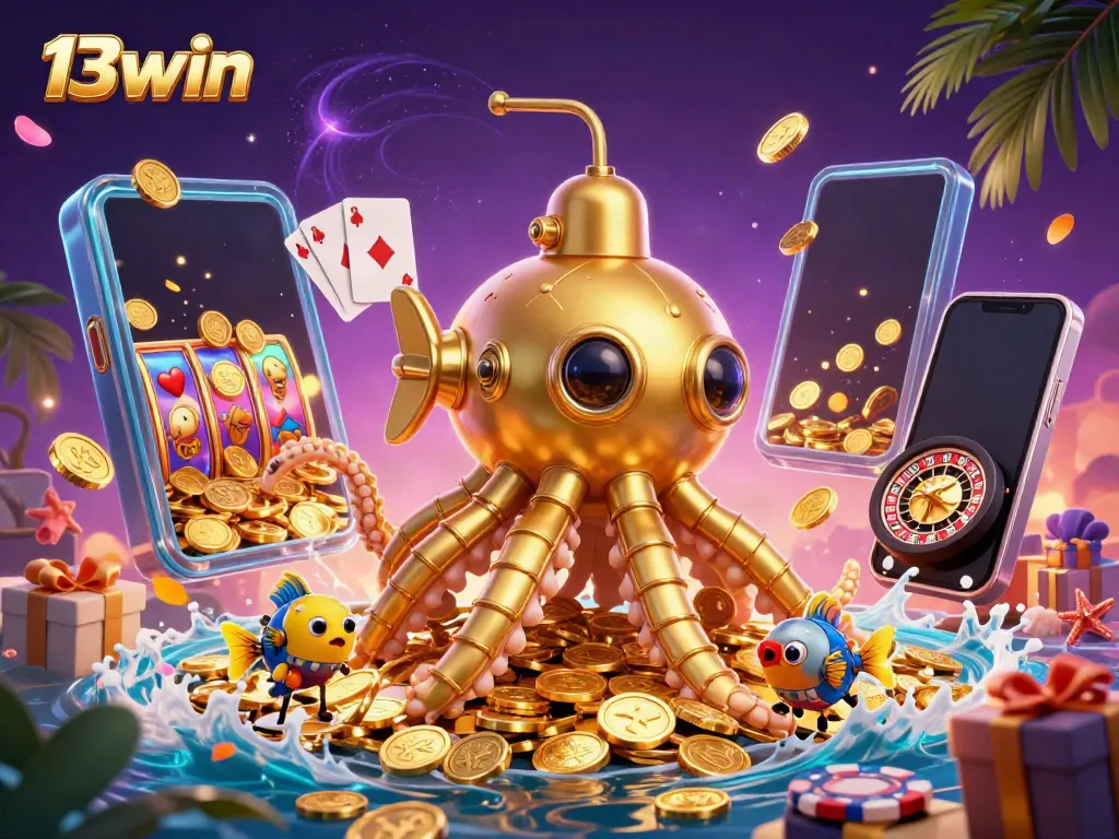 Experience thrilling wins with 13win in a vibrant sea of golden coins and gaming excitement.
