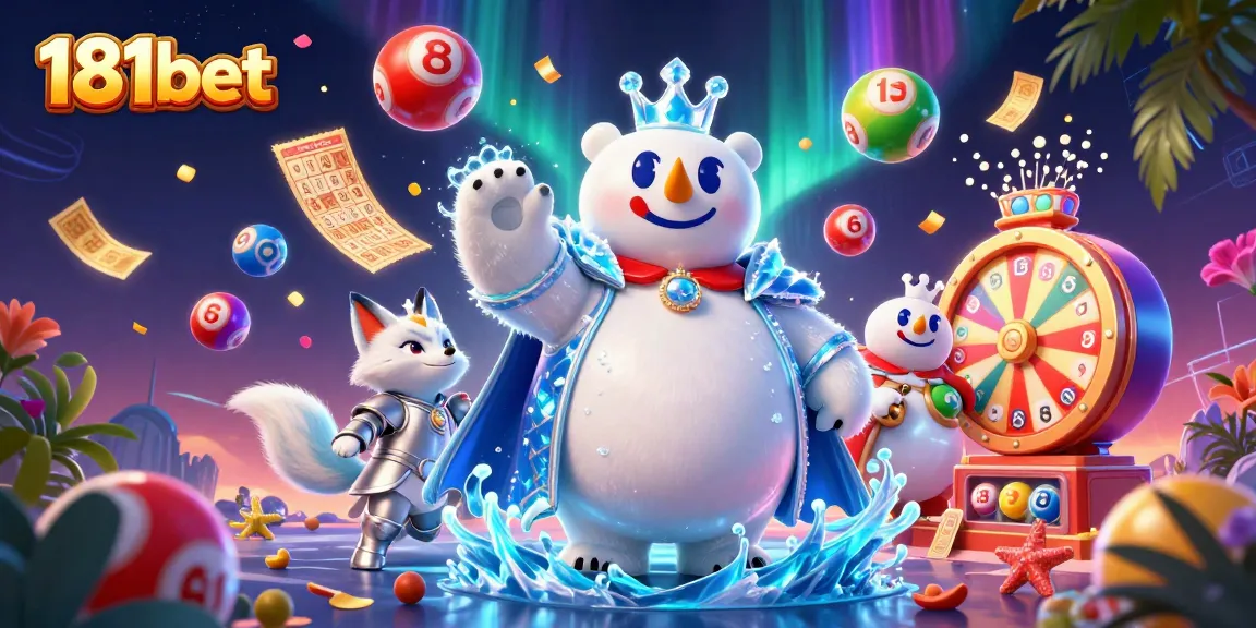 Engage in thrilling lottery games with 181bet's vibrant 3D illustration featuring dynamic elements.