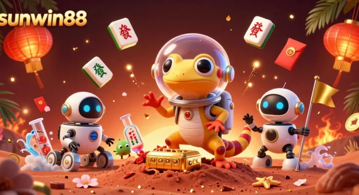 Engage with sunwin88 by exploring an exciting golden casino scene featuring a Martian gecko and more.