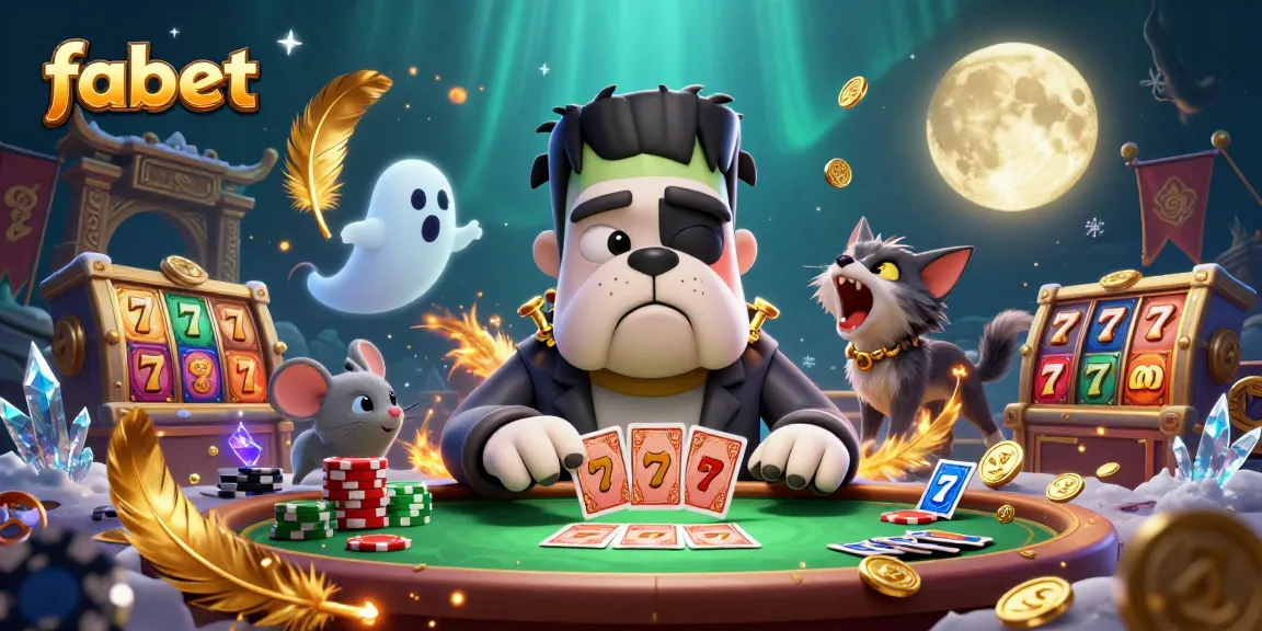 Experience the thrill of fabet with unique characters dealing cards in an exciting casino scene.