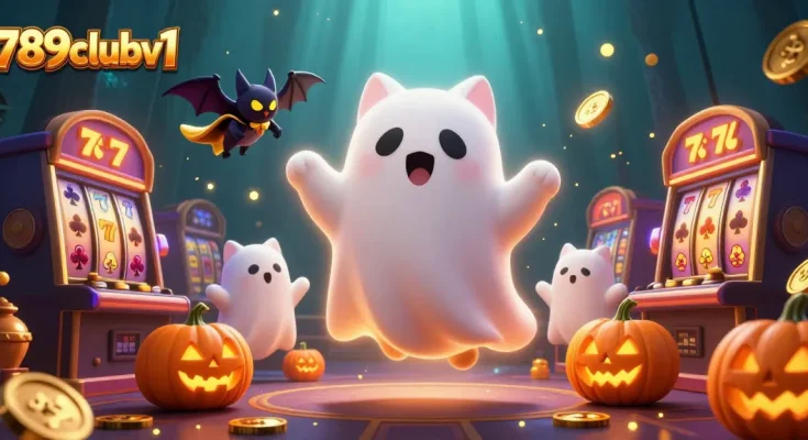 Experience thrilling games at 789clubv1 with ghost cat and bat under stunning casino ambiance.