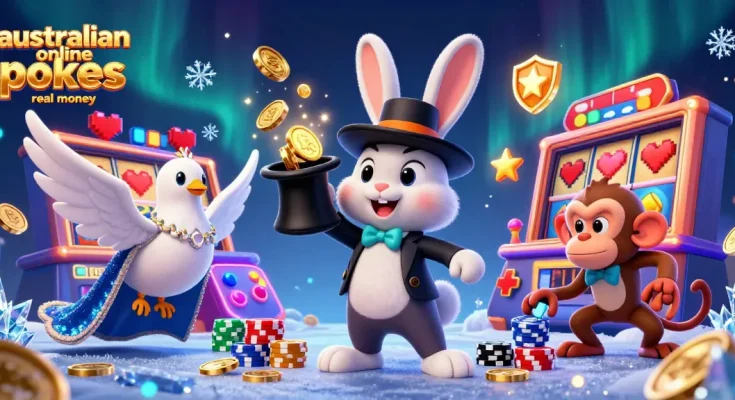 Play australian online pokies real money with a magical theme in this dynamic casino scene.