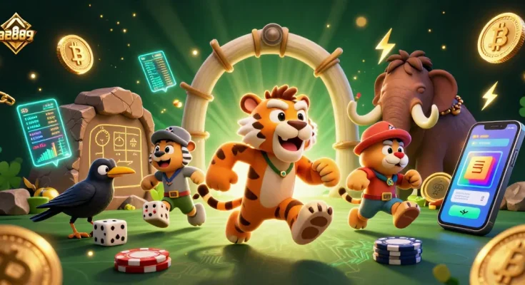 Experience exciting gameplay at ae889, where ancient characters run a vibrant casino filled with crypto elements.